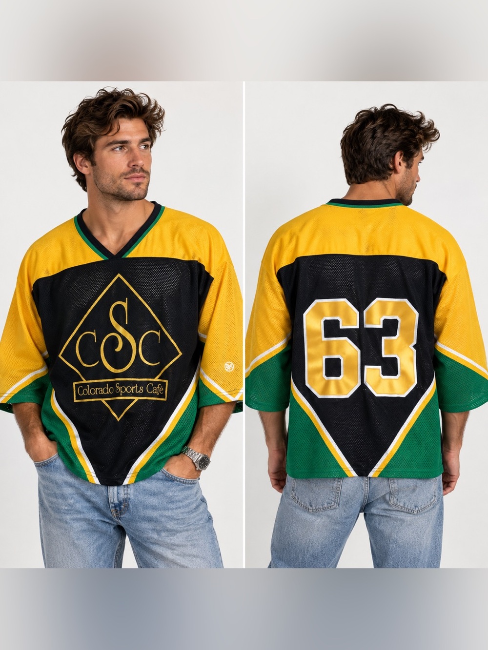 Colorado Sports Cafe Rare Logo Vintage 90s Hockey Jersey Size XL - 2XL #63